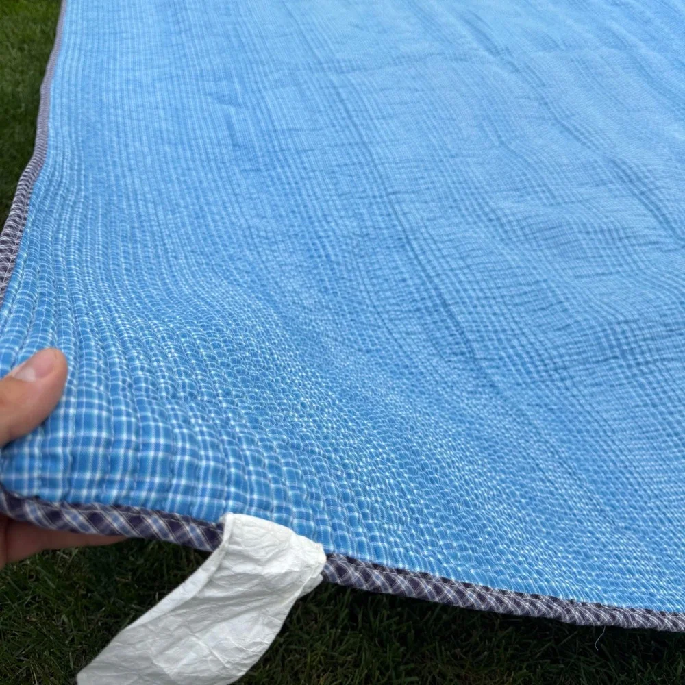 Cozy Line Home Fashions Blue Plaid Patchwork Quilt 100% Cotton 68x88 Bedspread
